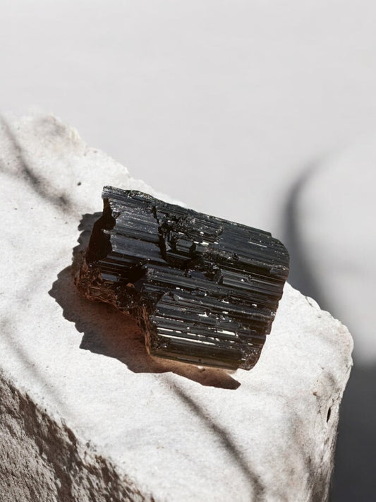 Black tourmaline raw crystal from Madagascar