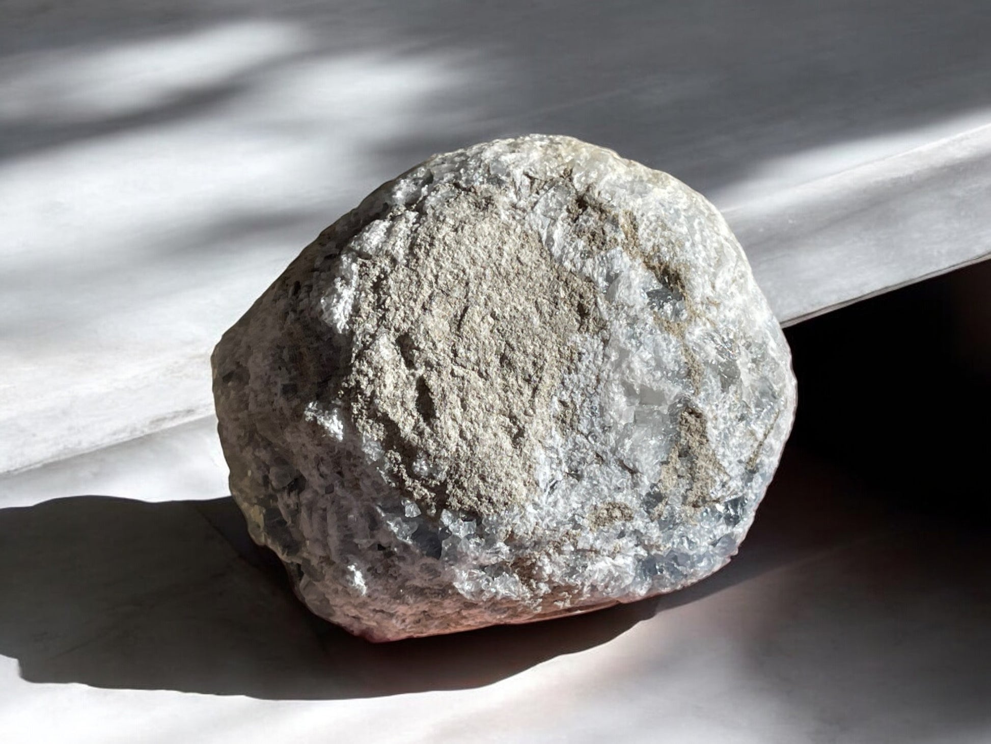 Back side of the celestite raw crystal