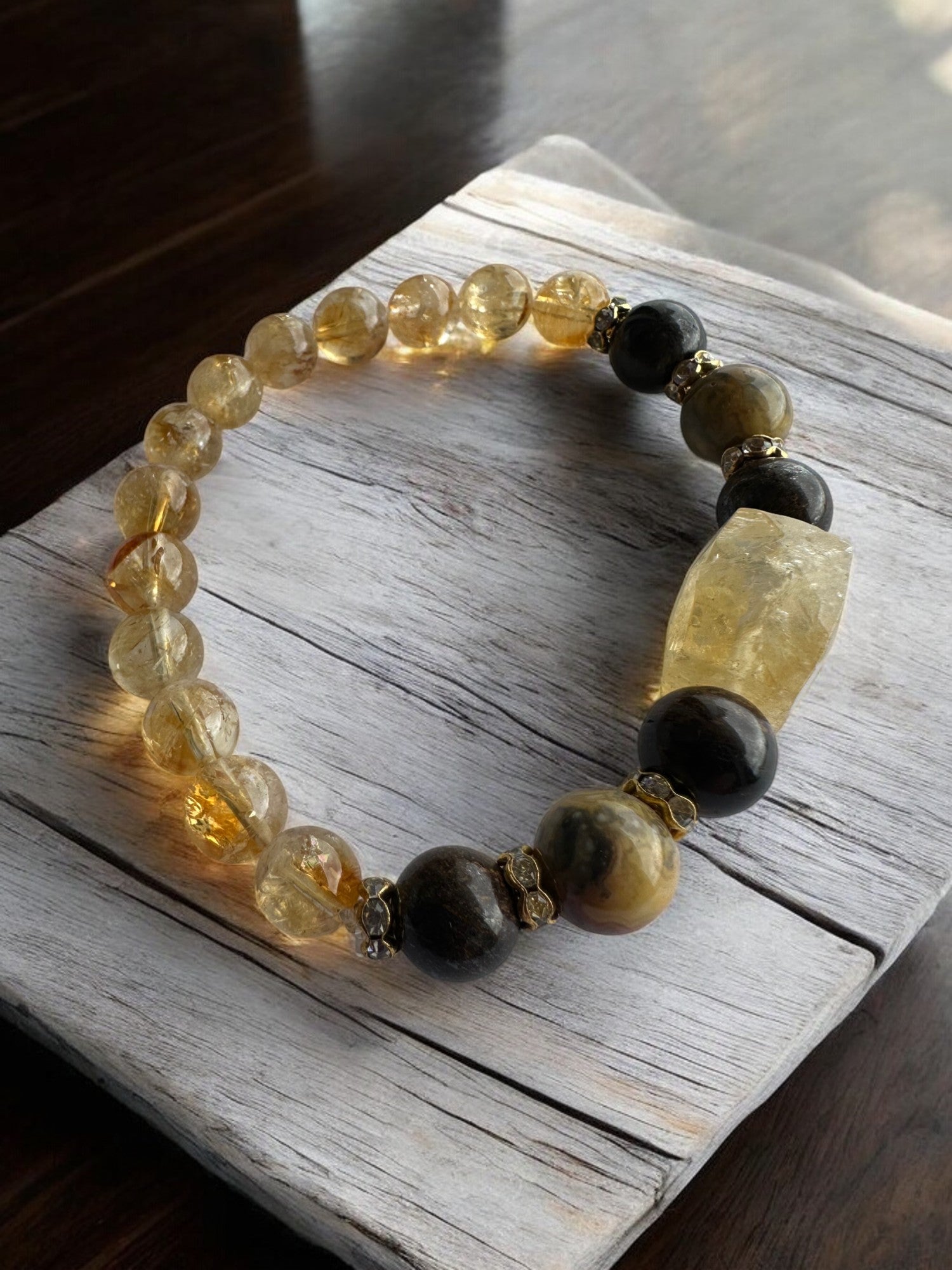 Big citrine charm crystal bracelet