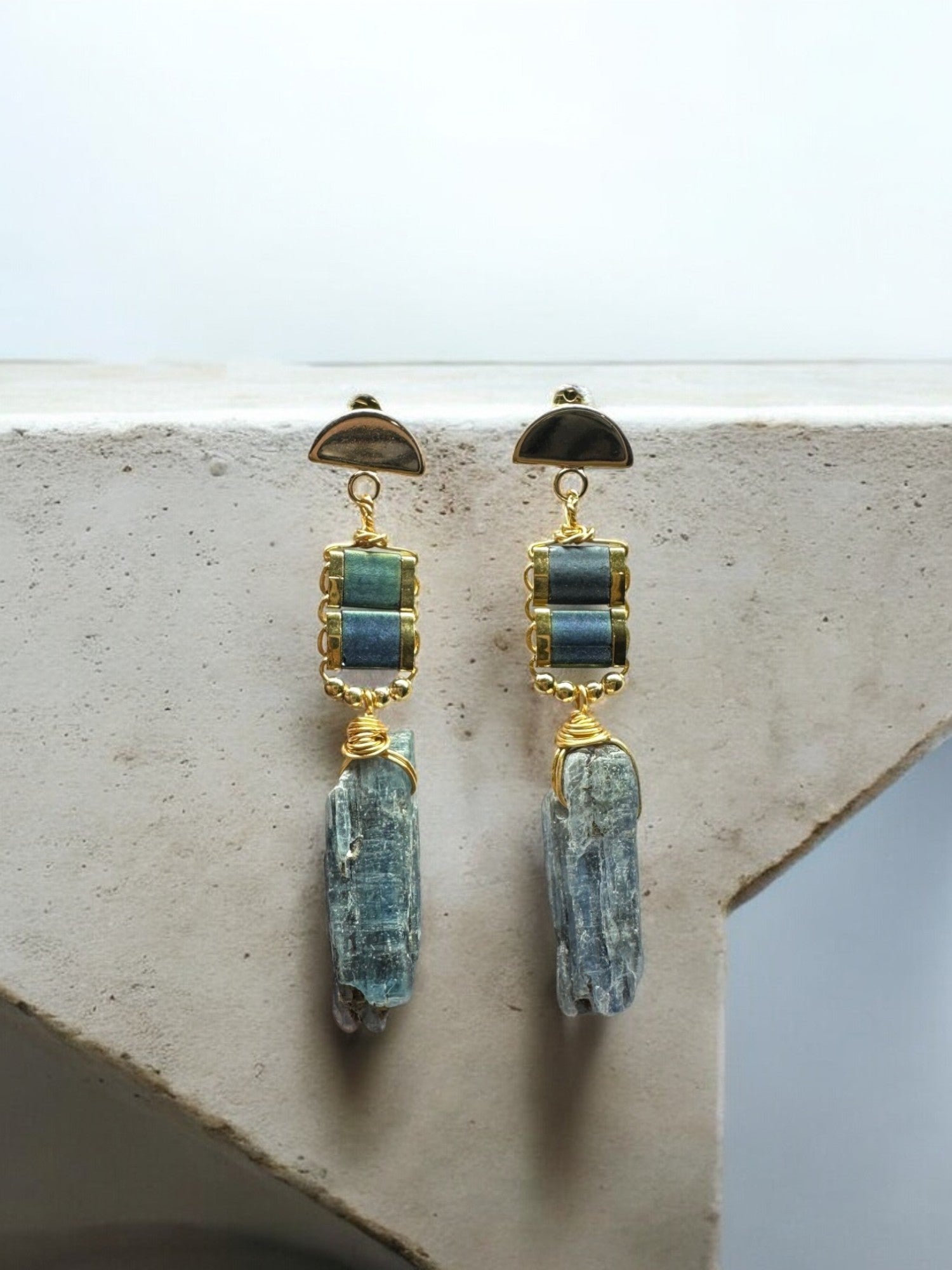 Blue kyanite gemstone earrings