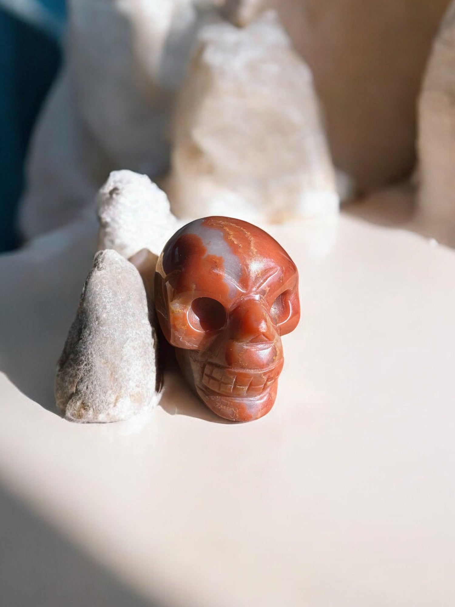 Carnelian crystal skull with inclusion