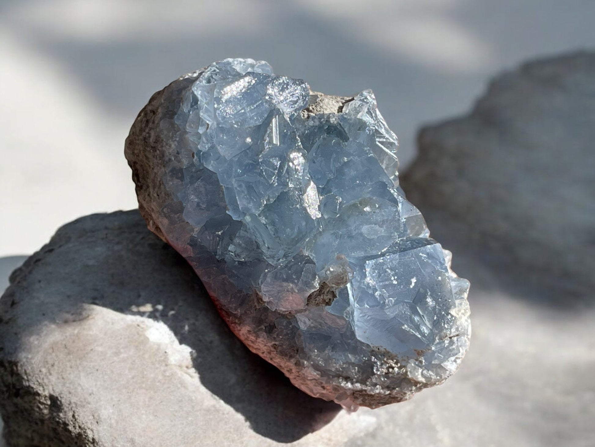 Celestite raw crystal closer look