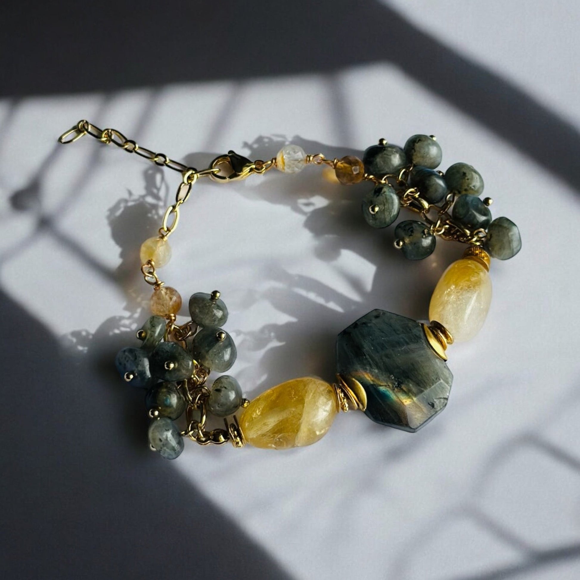 Citrine and Labradorite Crystal Bracelet