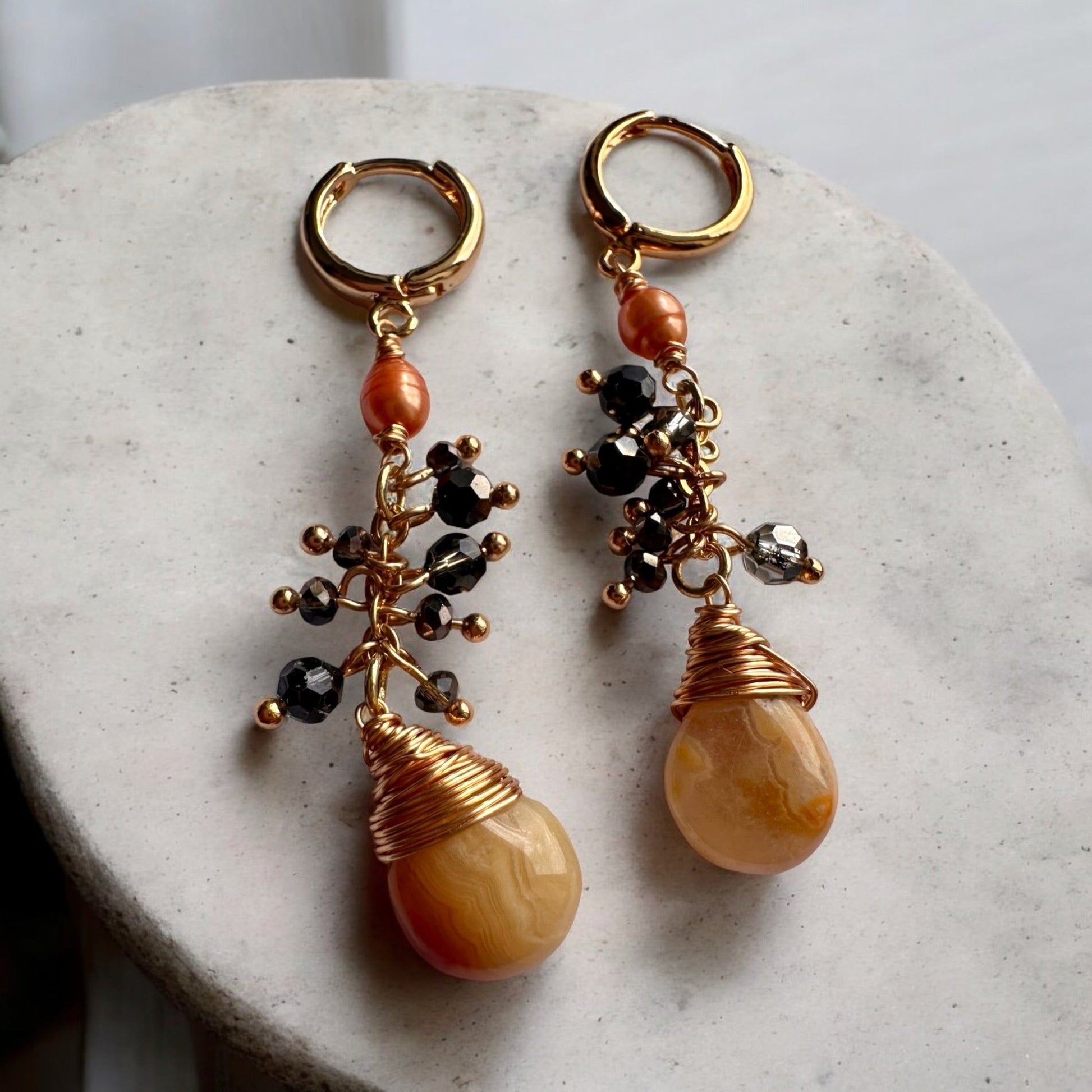 Crazy lace agate statement earrings