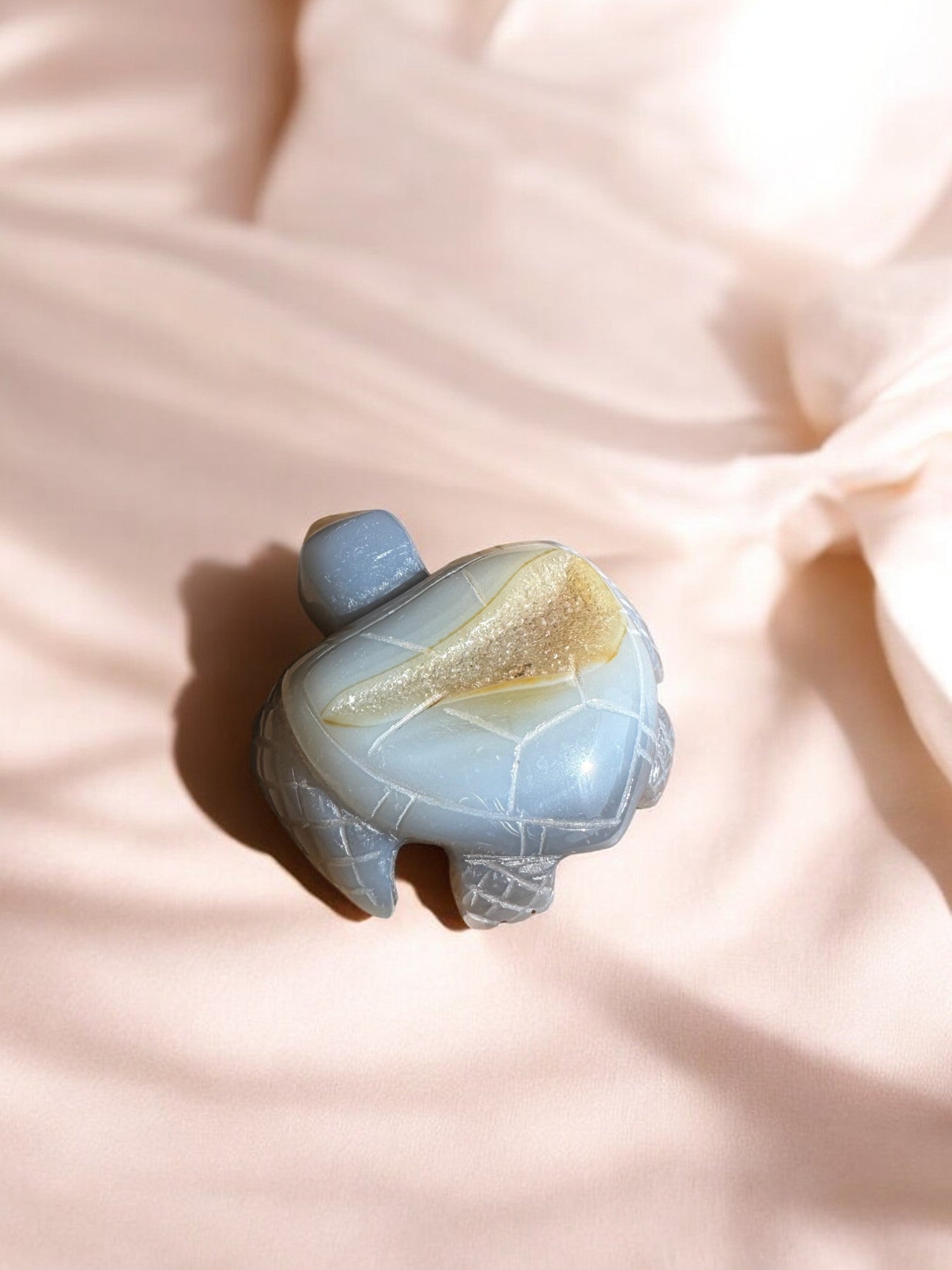 Druzy agate turtle figurine back view