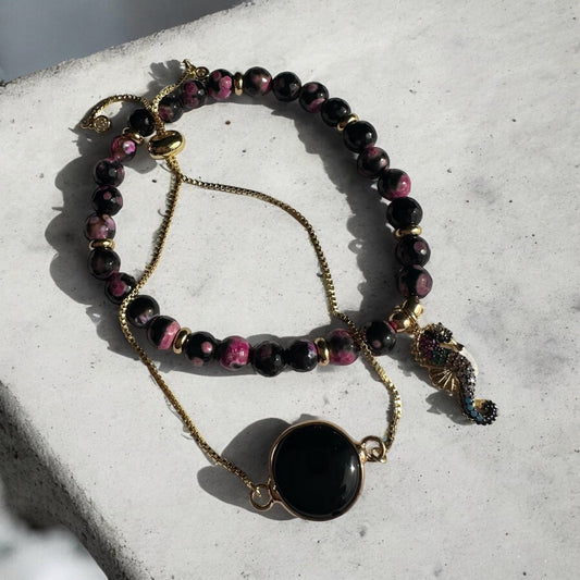 Dyed Agate Handmade Crystal Bracelet Set