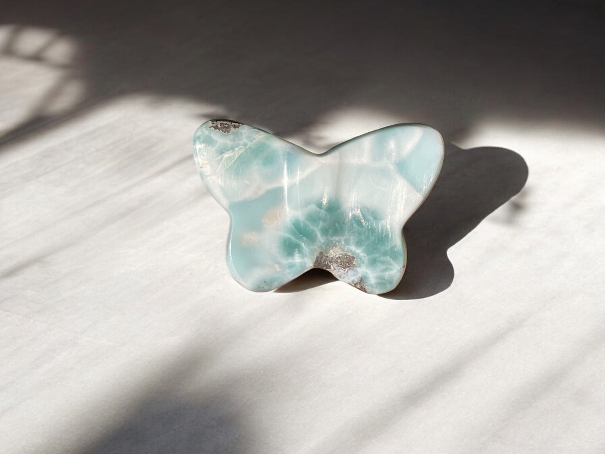 Larimar butterfly crystal figurine