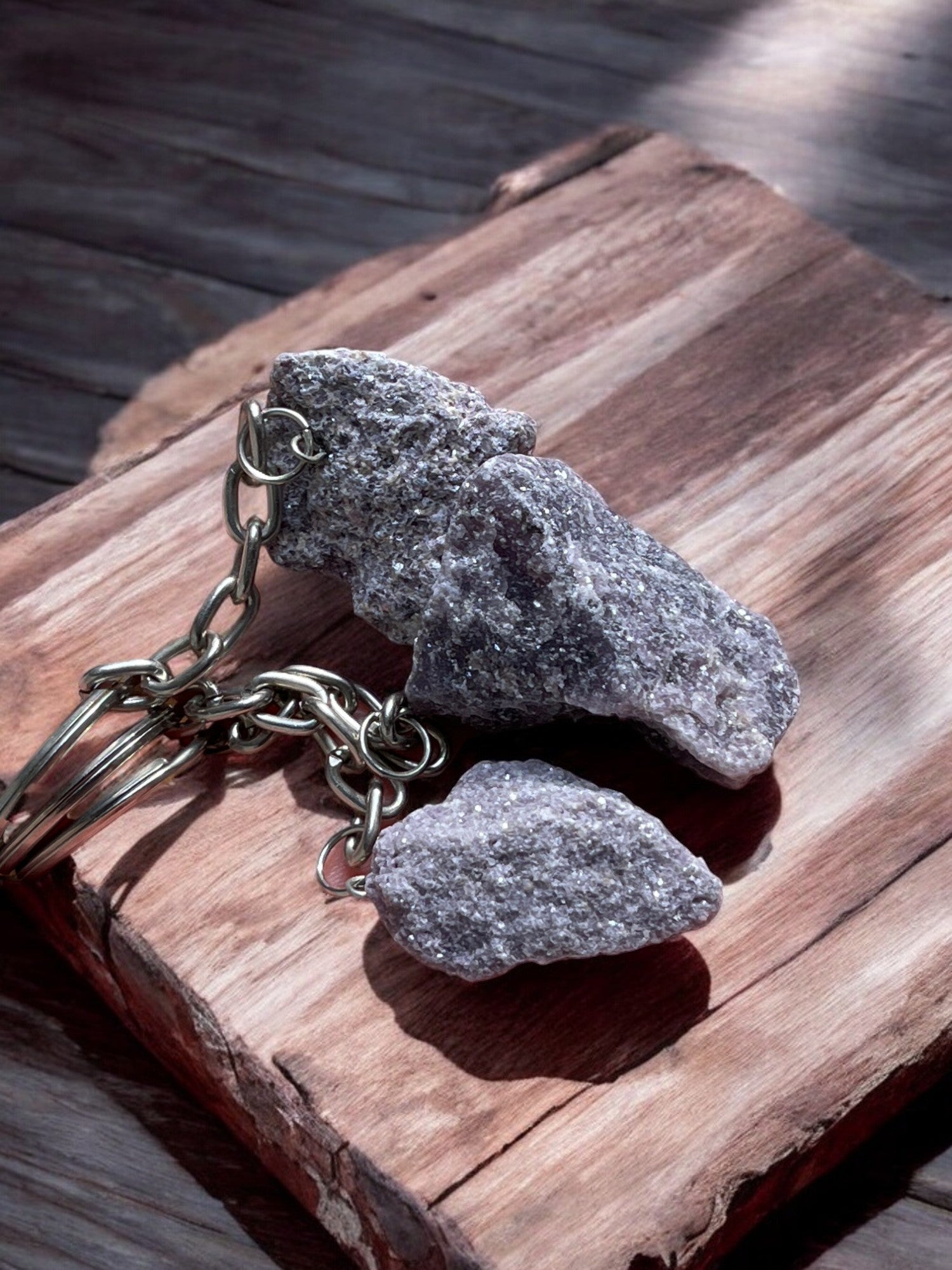 Lepidolite crystal key chains