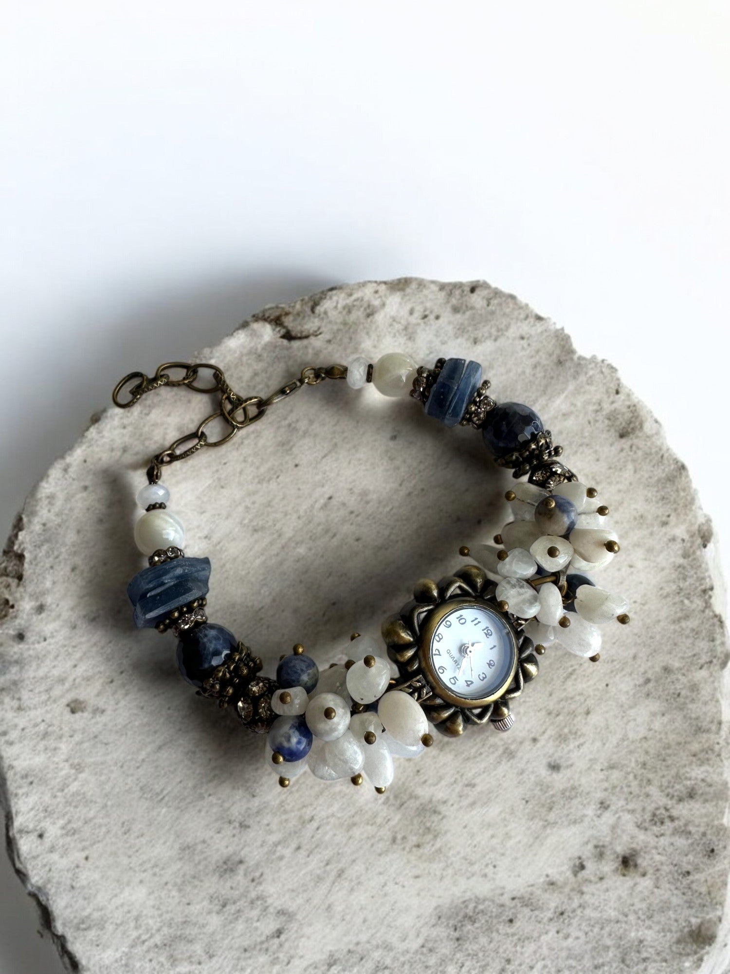 Moonstone, Blue Kyanite, and Sodalite Custom Watch