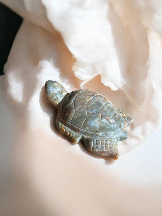 Ocean jasper tortoise crystal figurine