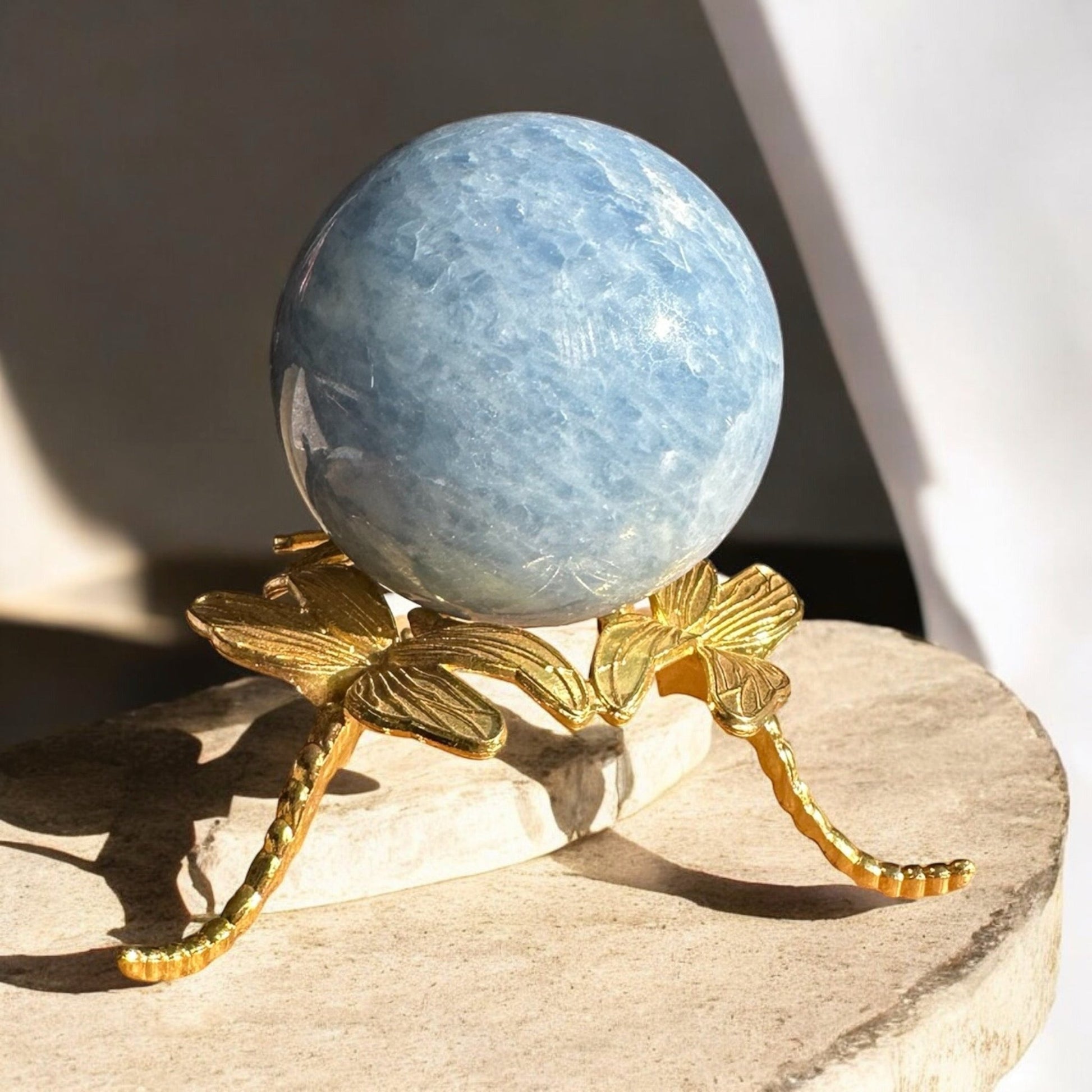 celestite sphere from Madagascar back view