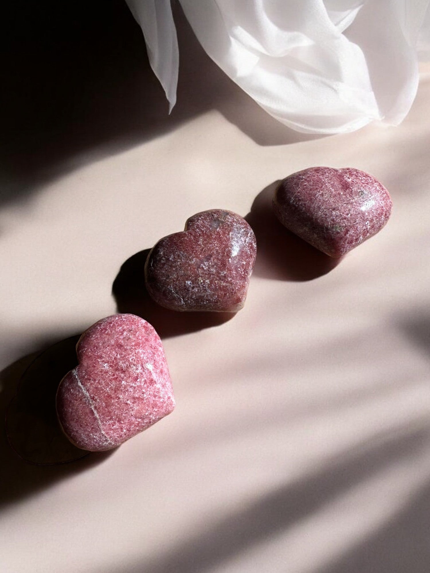 Rhodonite crystal hearts