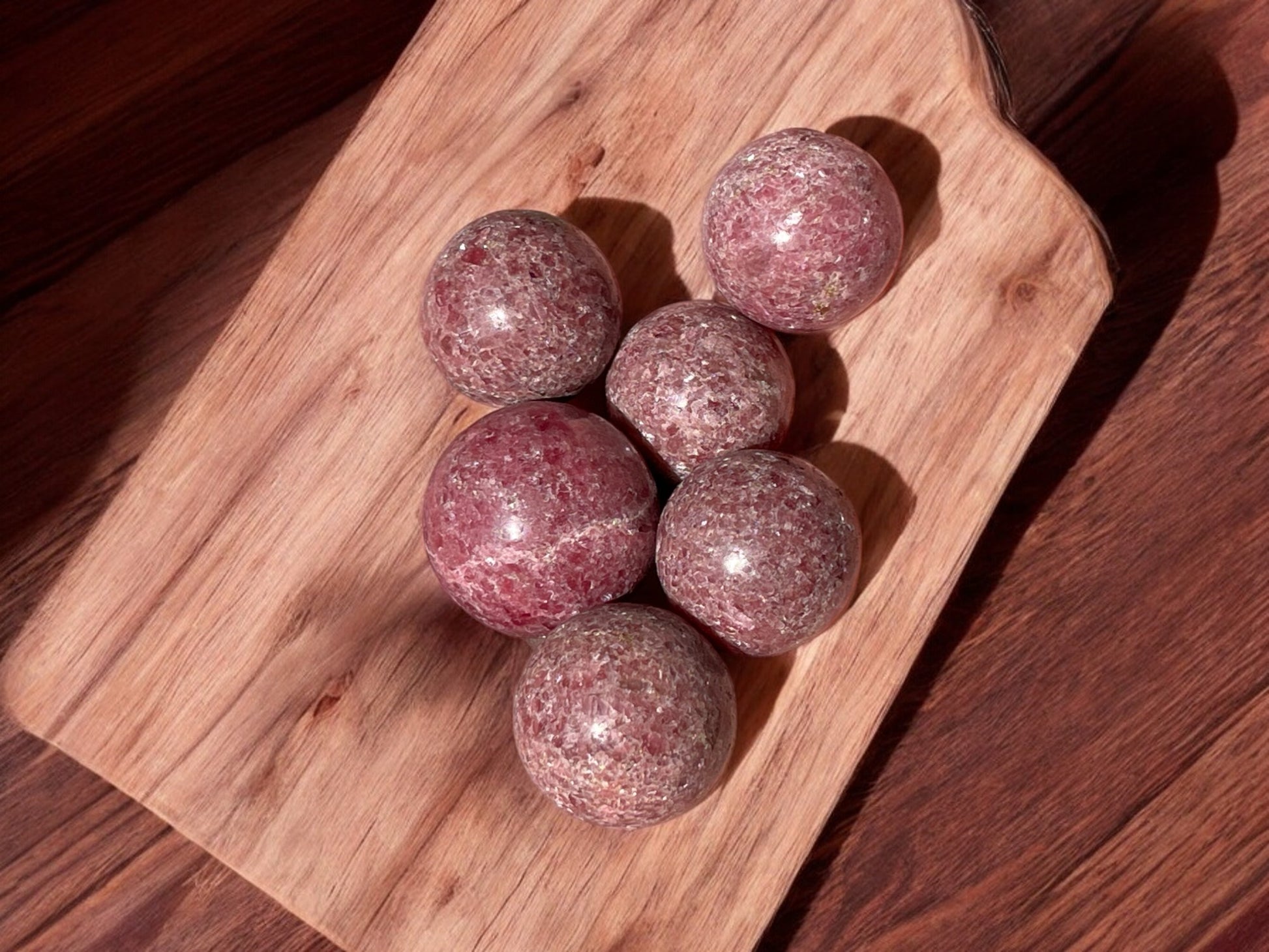 Rhodonite mini crystal spheres on a slab