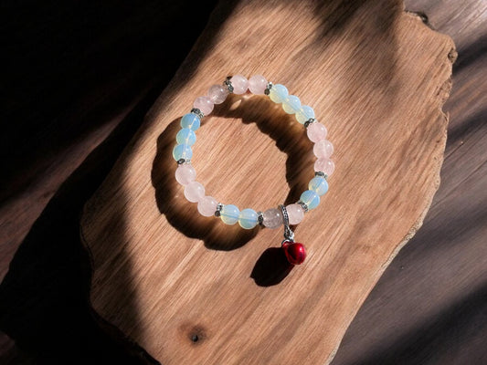 Rose quartz and opalite apple crystal bracelet