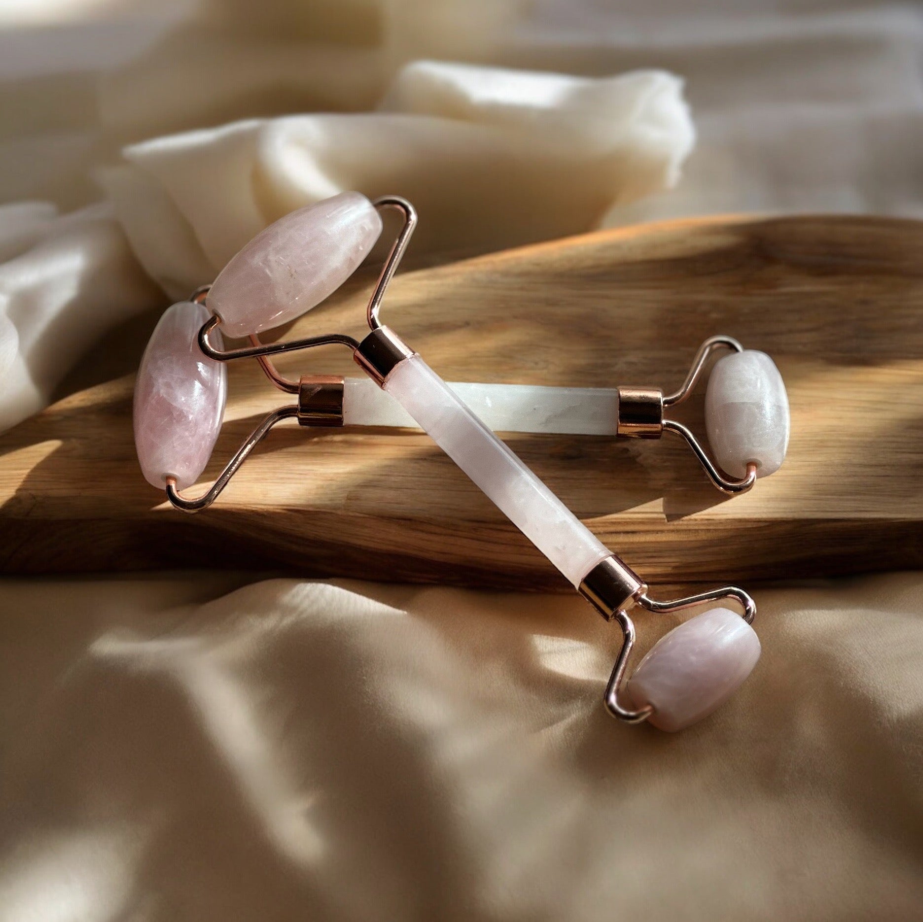 Rose quartz face rollers