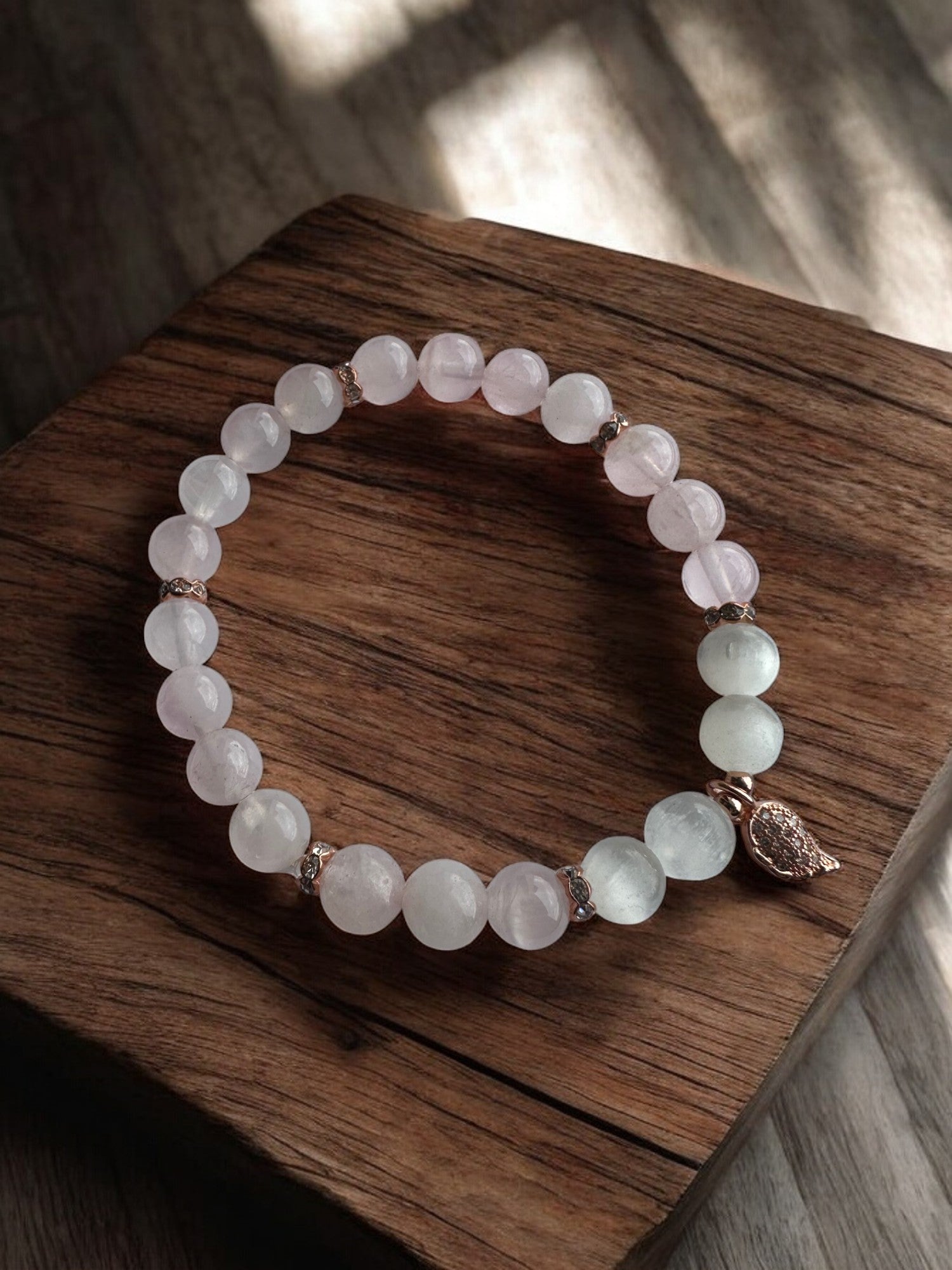 Rose quartz jewellery