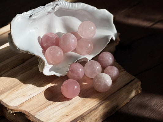 Rose quartz mini crystal spheres