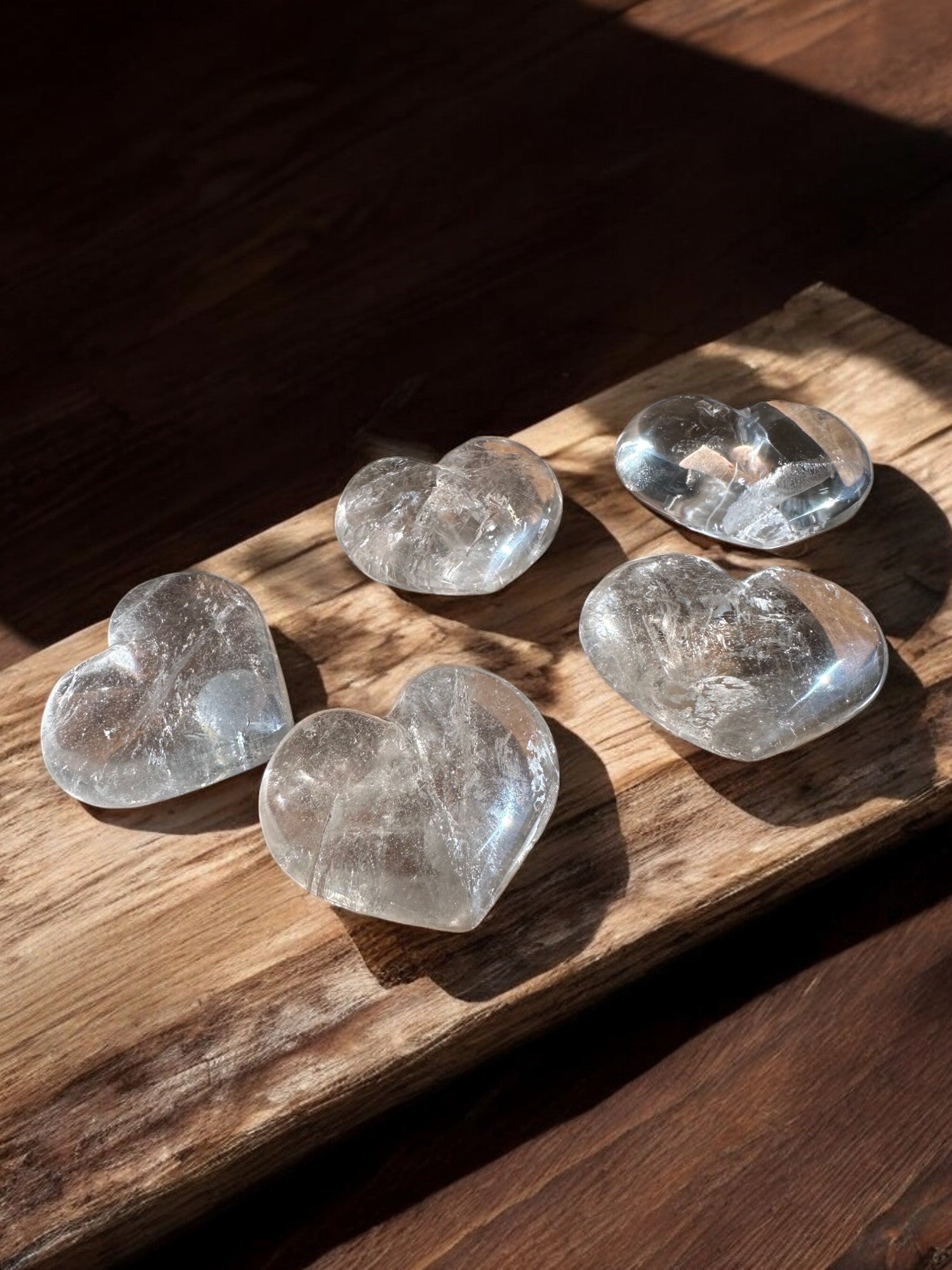 Smoky quartz crystal hearts