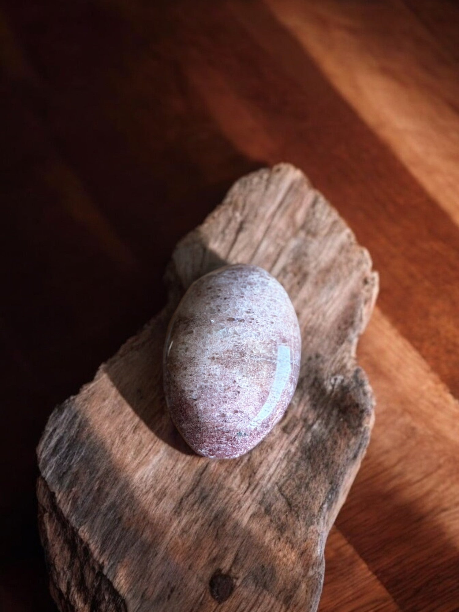 Strawberry quartz palm stone lighter colour