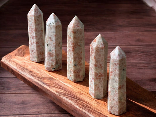 Sun stone crystal towers on a slab