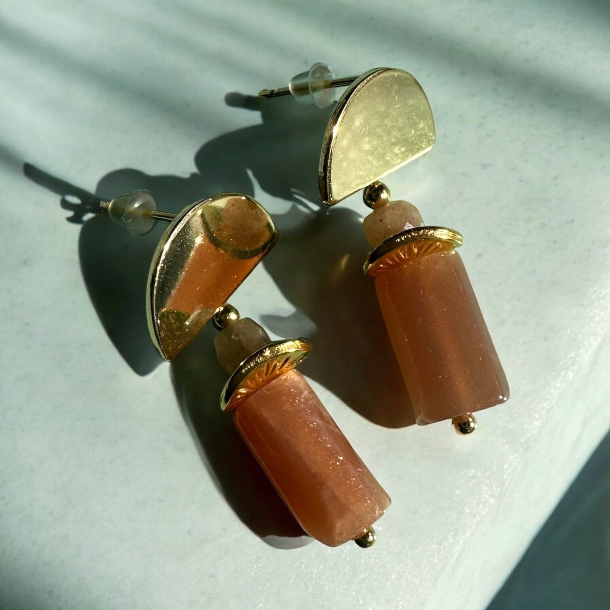 Sun stone statement earrings