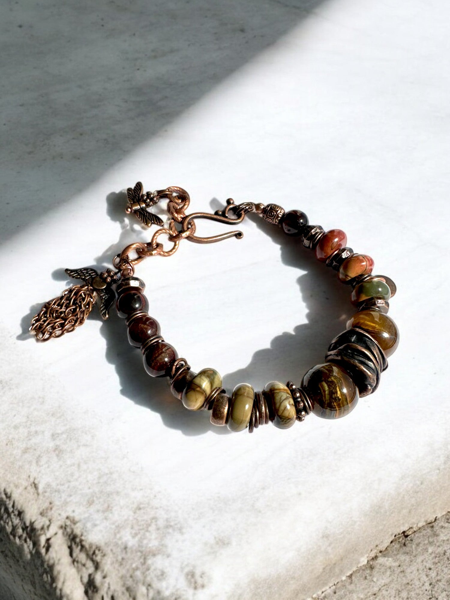 Tiger's Eye and Jasper Crystal Bracelet