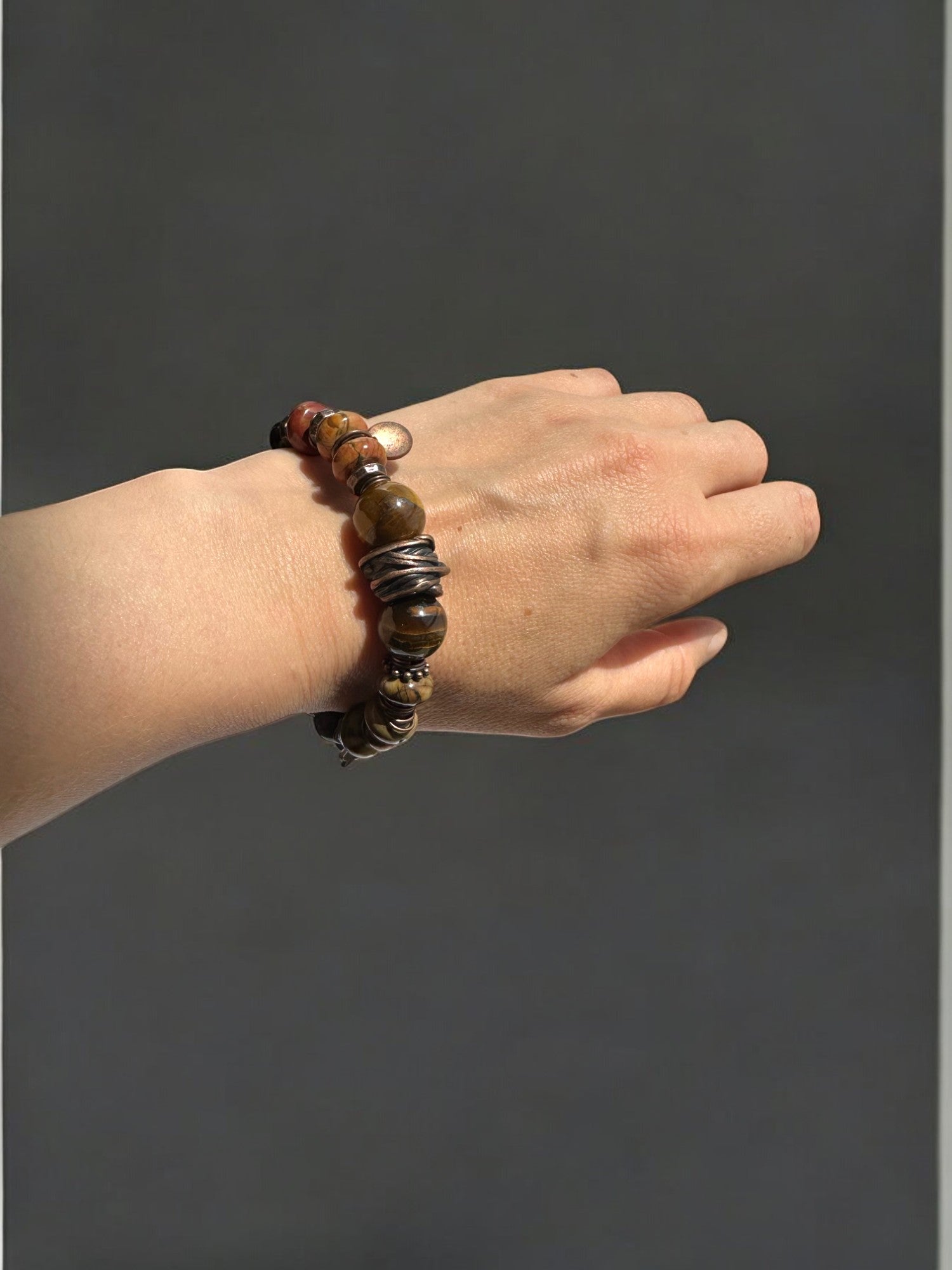 Tiger's Eye and Jasper Gemstone Bracelet