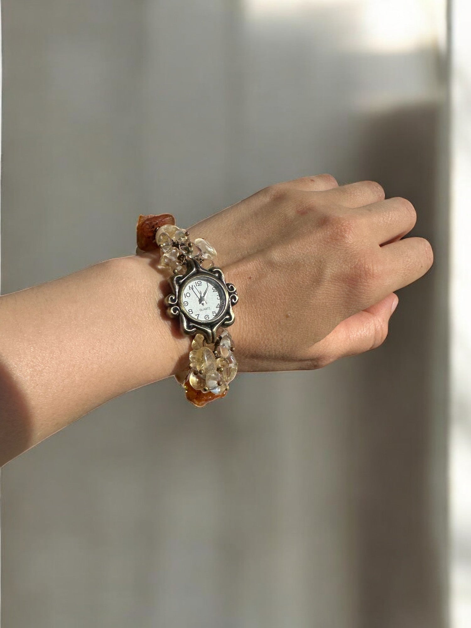 Wearing a Citrine and Amber Custom Watch