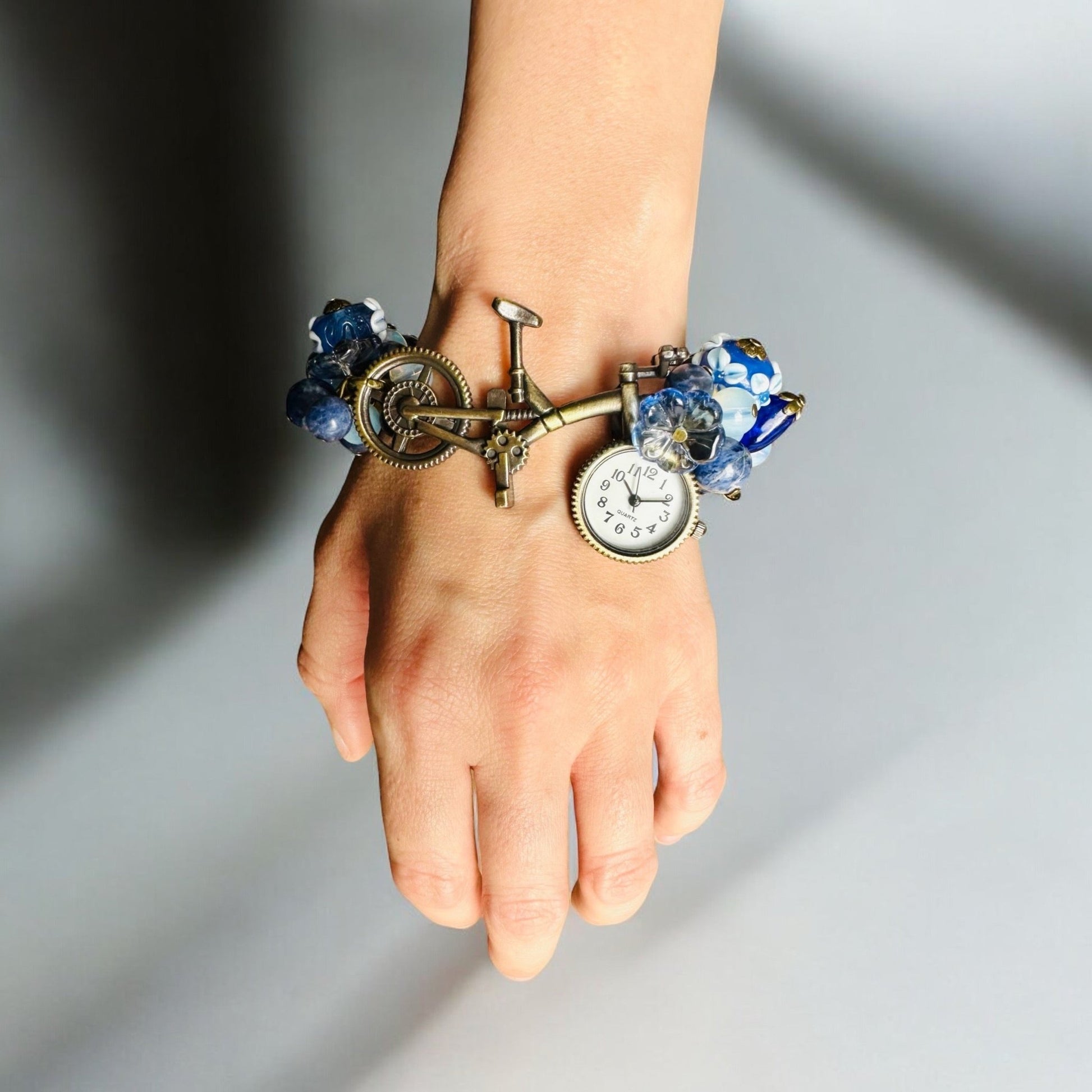 Wearing a Sodalite and Opalite handmade Watch