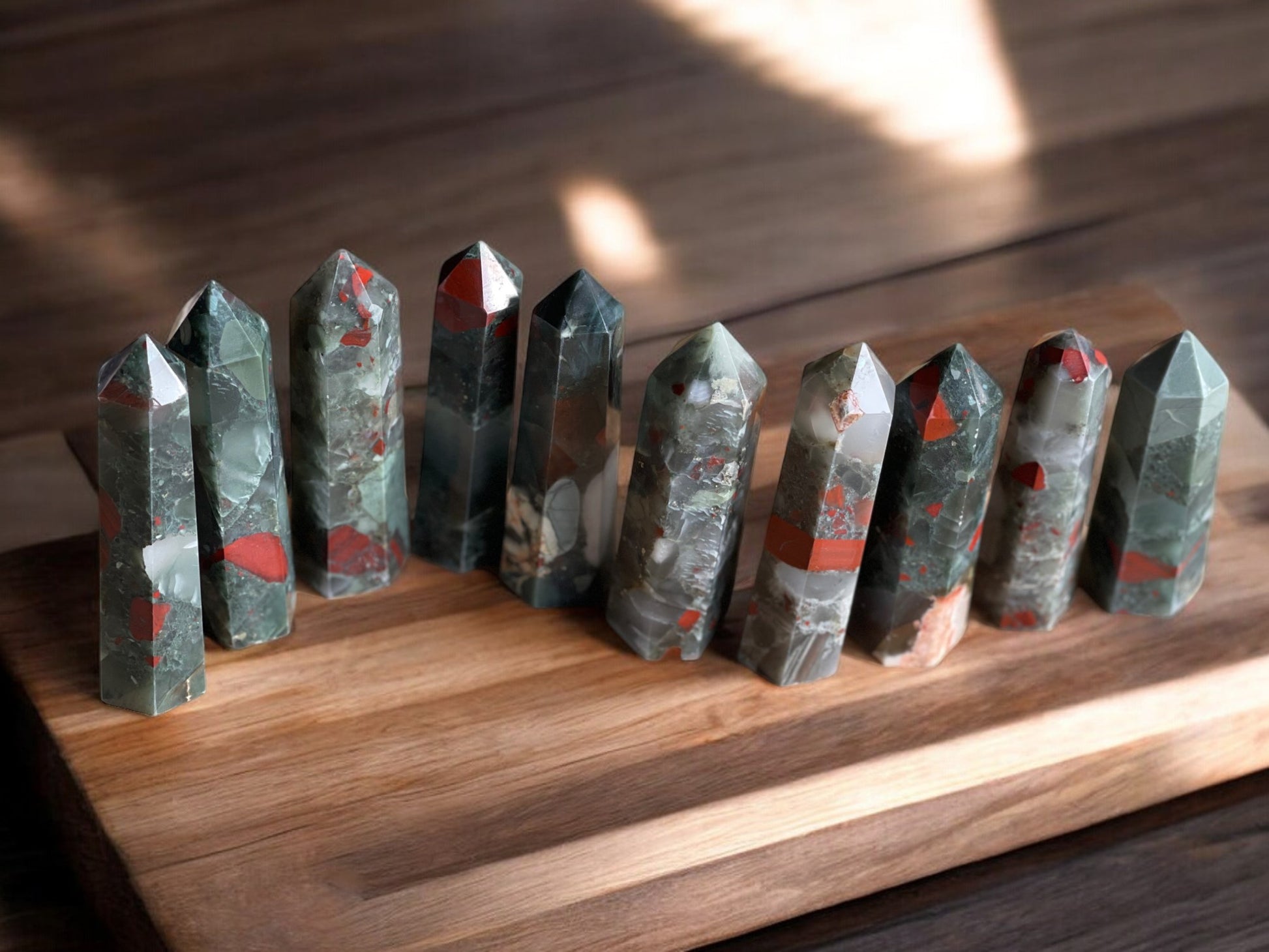 African bloodstone crystal towers