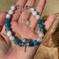 Blue Apatite and crazy agate monkey bracelet