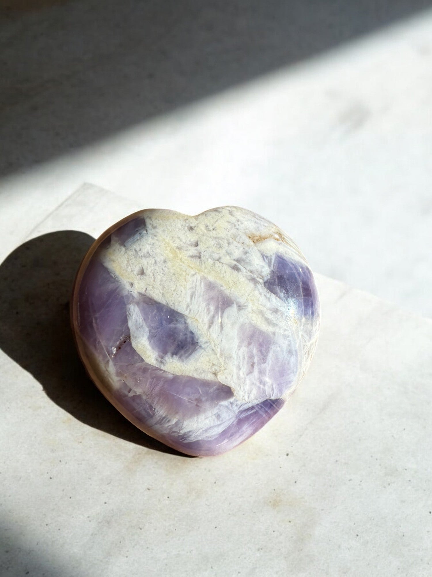 Chevron amethyst crystal heart with quartz