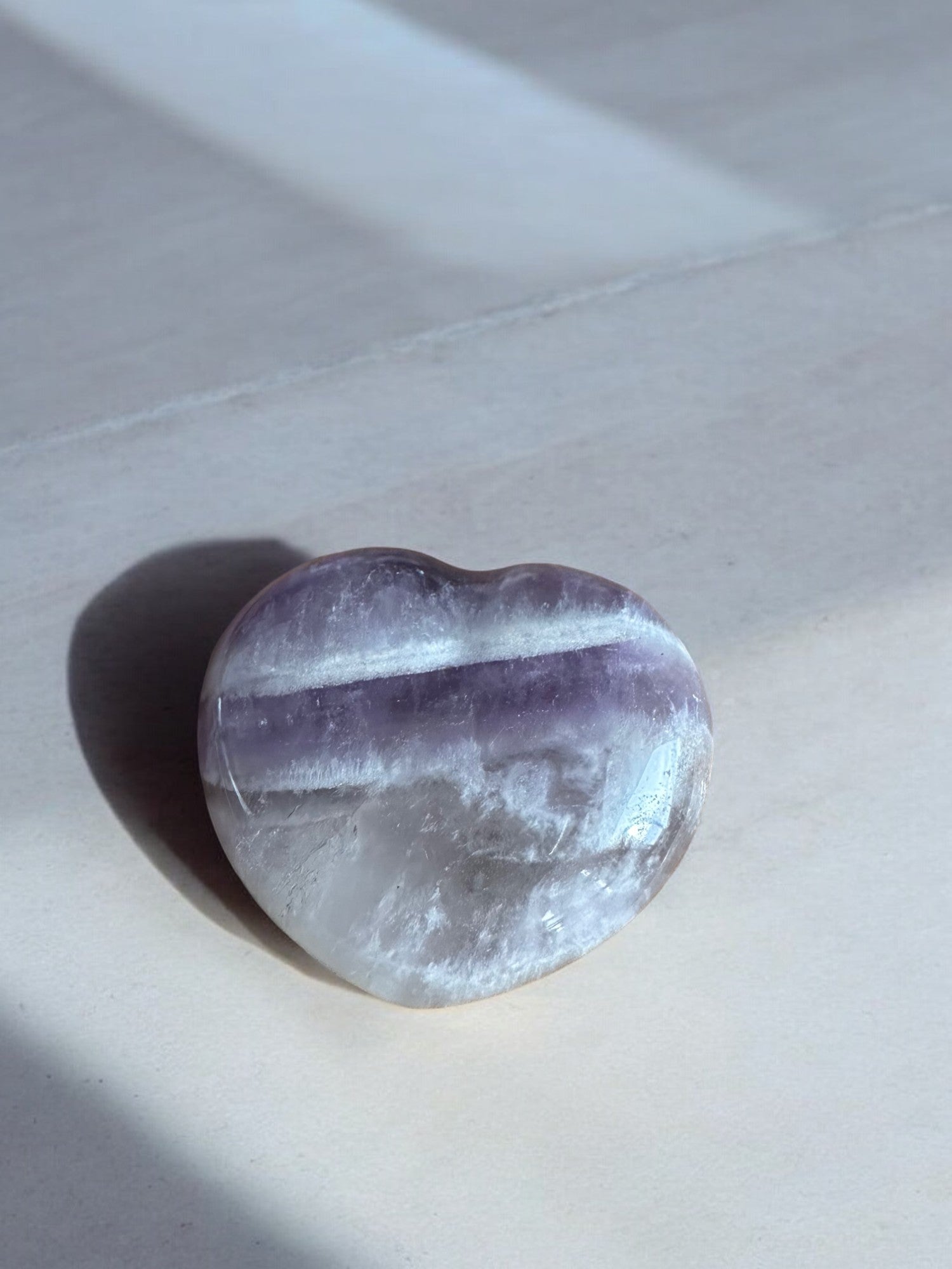 Chevron amethyst crystal heart with stripes