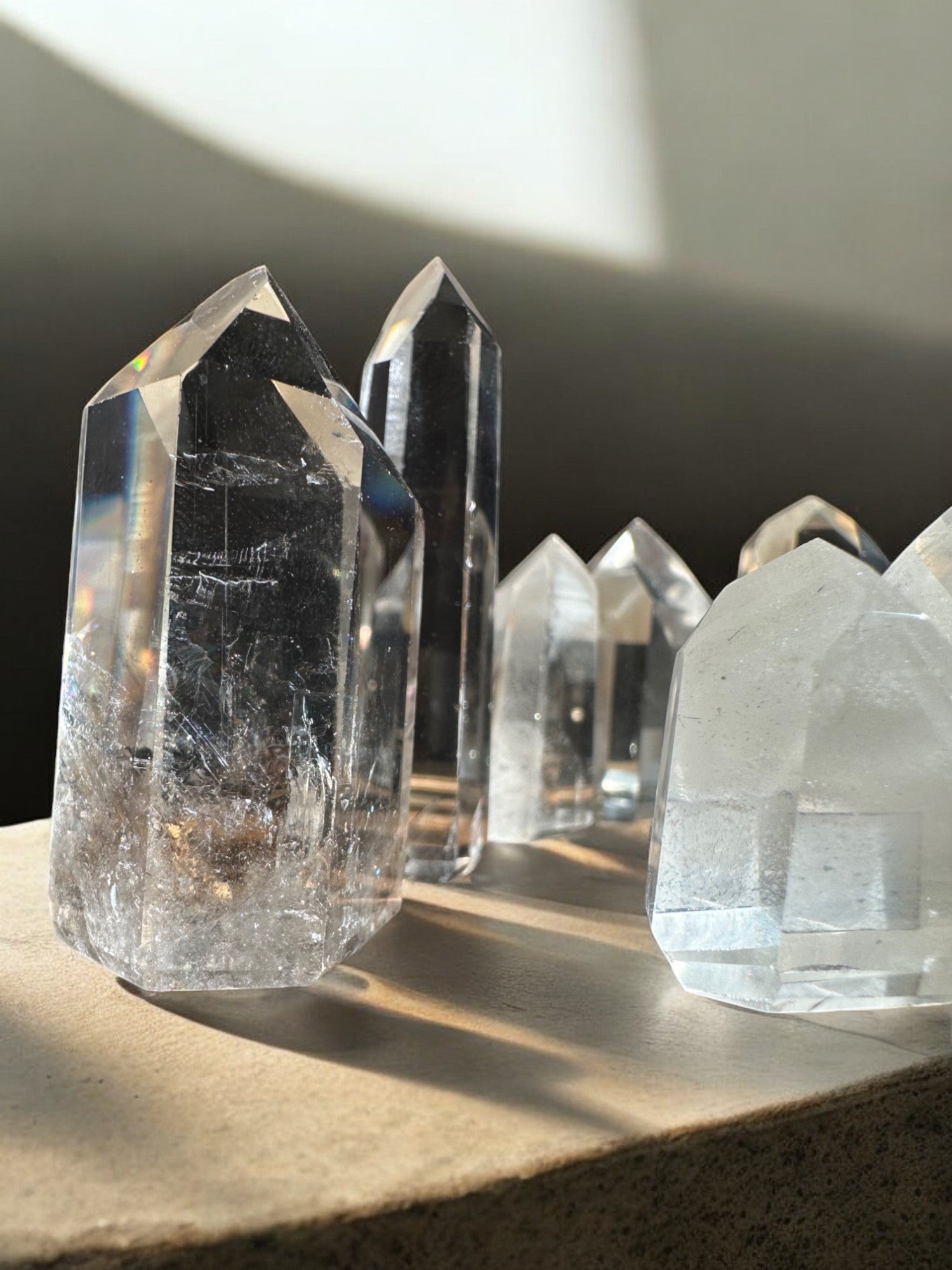 Citrine crystal towers on the sunlight