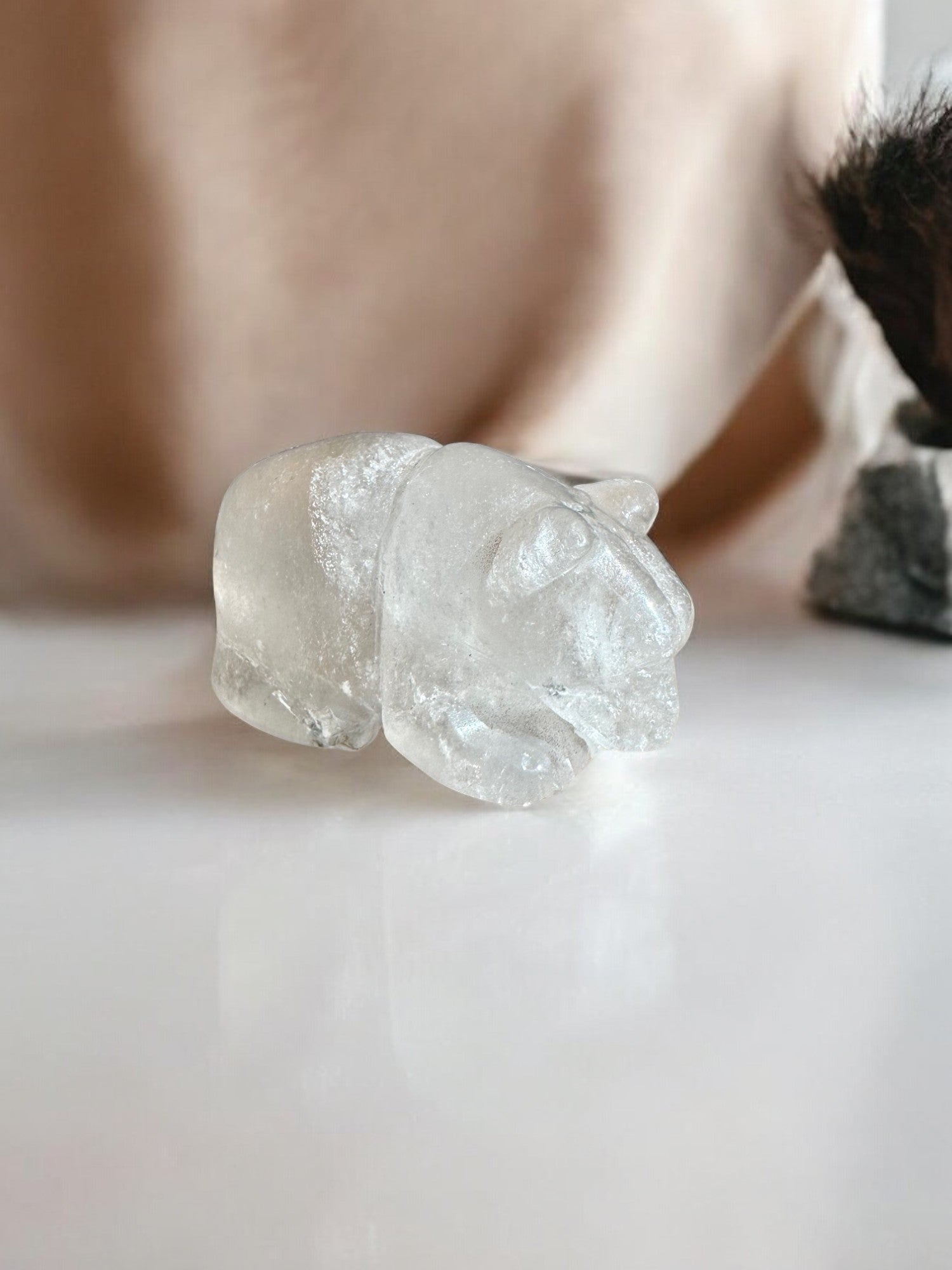 Clear quartz crystal figurine