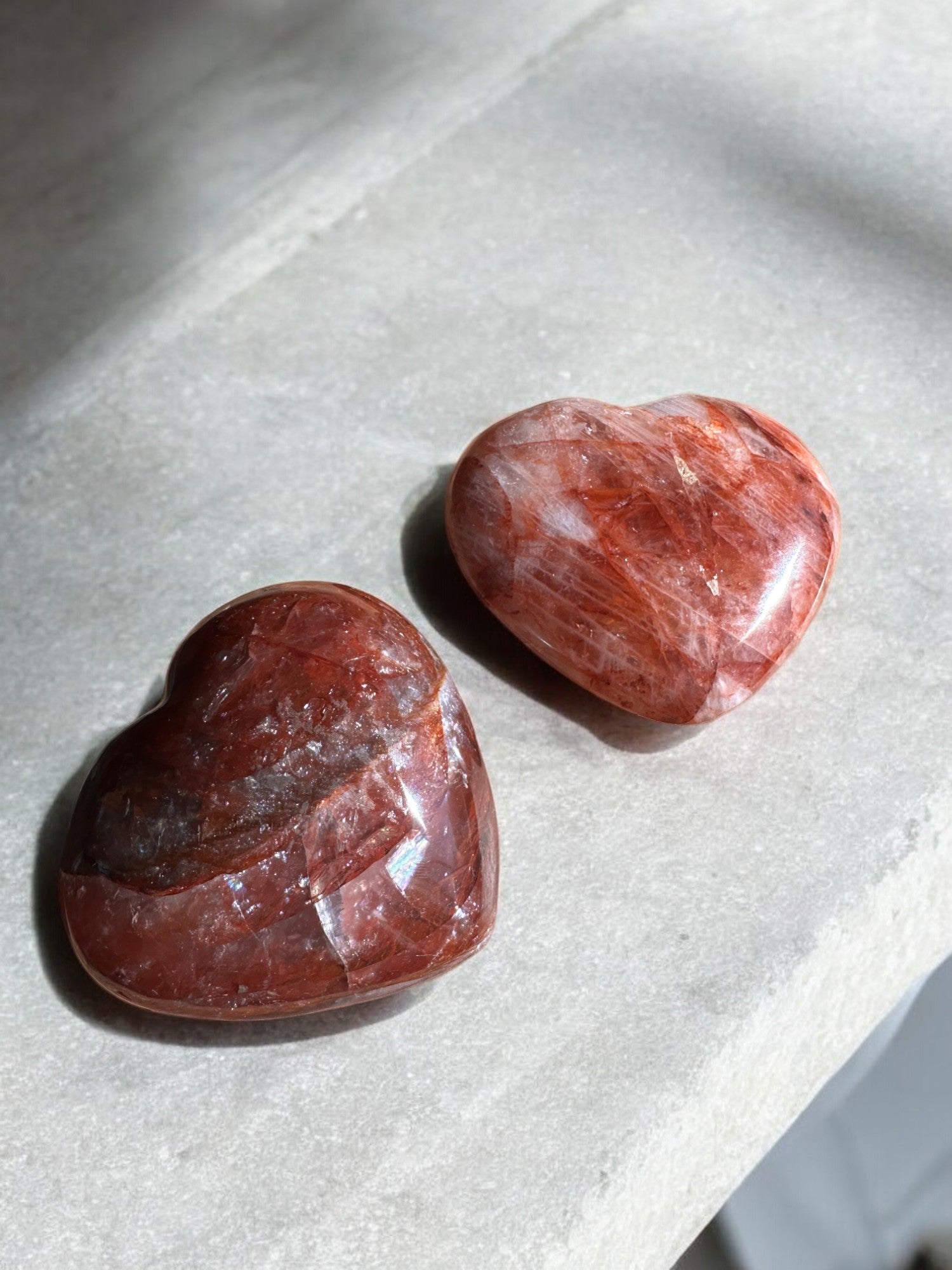 Fire quartz crystal hearts