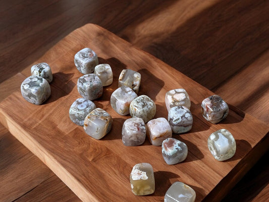 Flower agate cube tumbled crystals