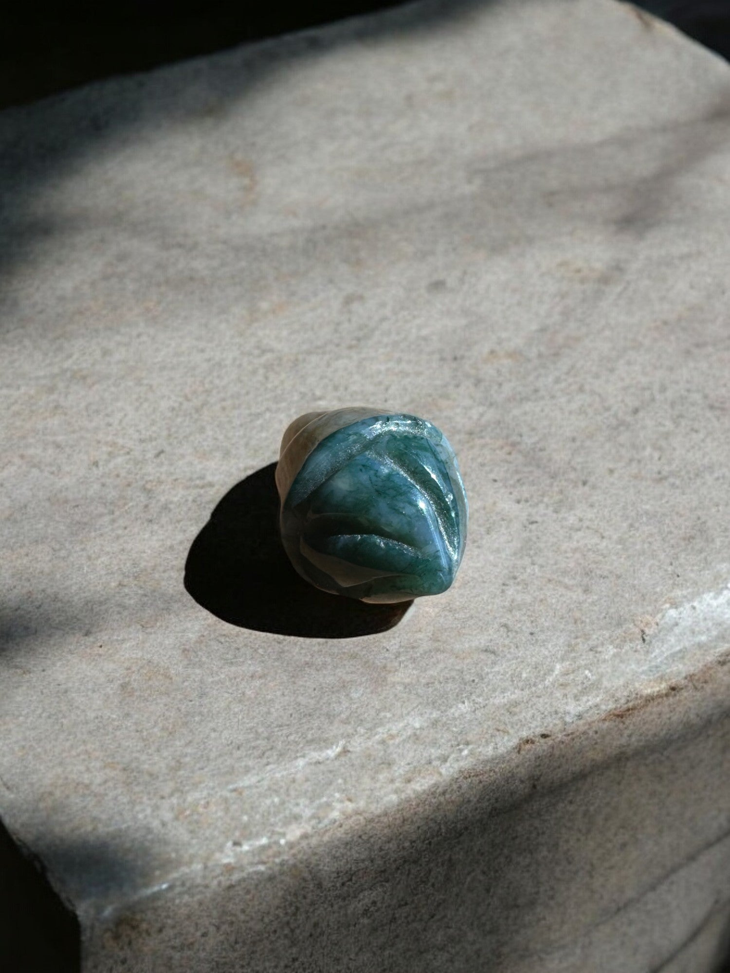 Moss agate ice cream crystal figurine