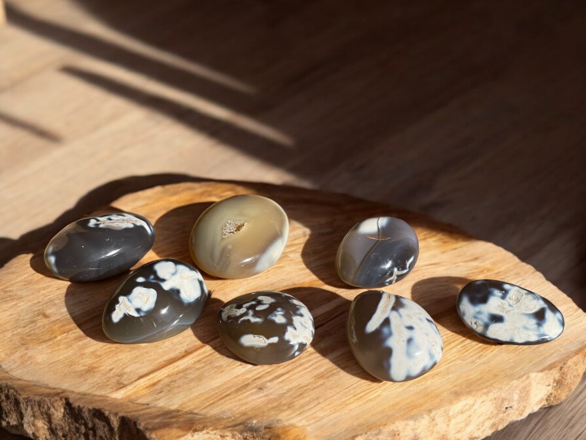 orca agate palm stones