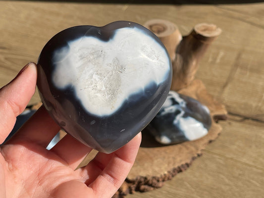 Orca Agate Crystal Hearts