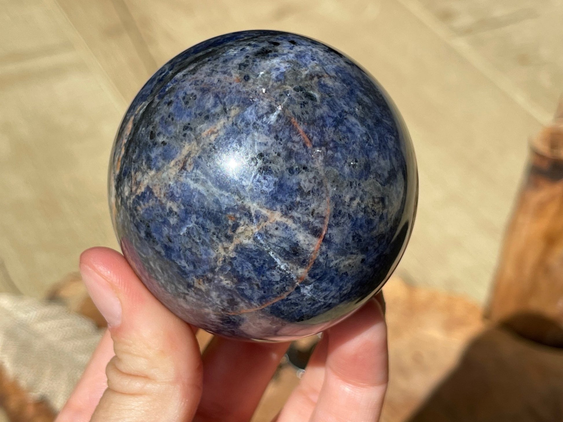 sodalite crystal sphere showing pattern